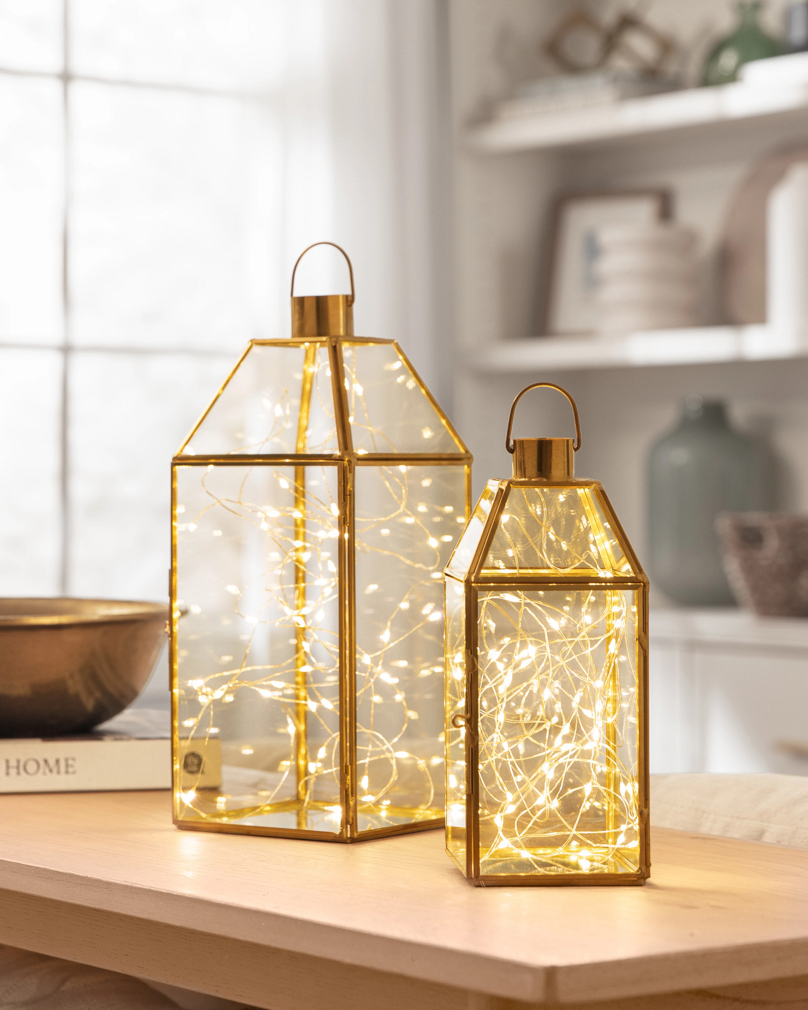 Lanterna de Luzes de Fada em Latão - Conjunto de 2