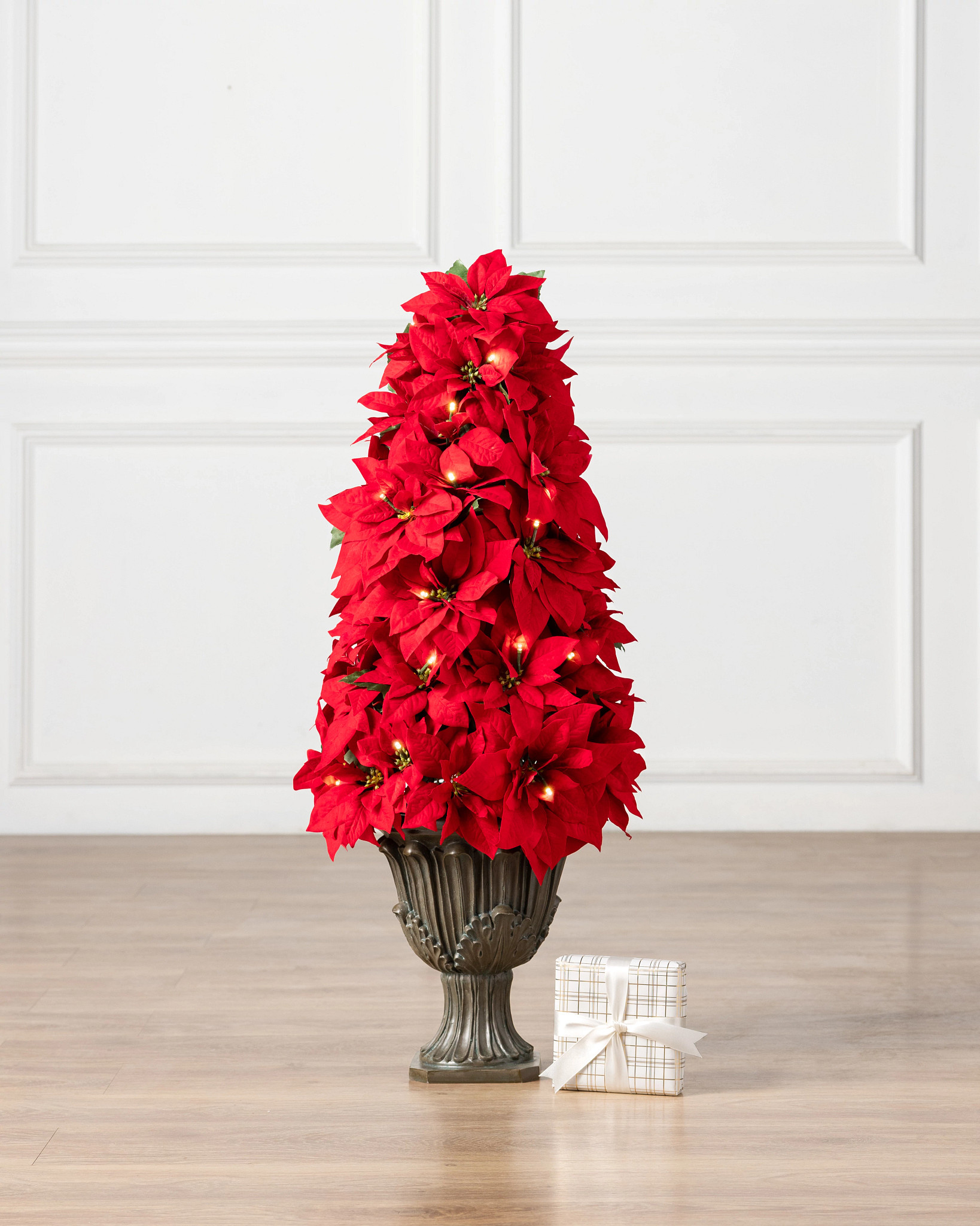 Guirlanda de Poinsettia Vermelho Iluminada para Exterior
